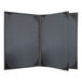 A black and grey Milan menu cover with black corners.