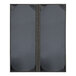 A grey rectangular menu cover with a black border and a black strip.