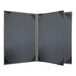 A black and grey customizable menu cover with black corners.