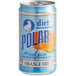 A close up of a Polar Diet Orange Dry soda can.