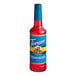 A Torani Sugar-Free Strawberry Flavoring Syrup plastic bottle with a red lid.