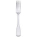 A silver Oneida stainless steel dinner/dessert fork with a white background.