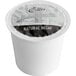 A white Ellis container of 24 natural decaf coffee single serve cups with a black and white label.