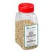 A case of 12 plastic jars of Regal Whole White Peppercorns with red lids.