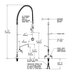 A diagram of a T&S deck mounted pre-rinse faucet with a hose and wall bracket.