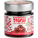 A jar of Toschi Amarena black cherries in syrup.