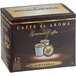 A box of 6 cases of Caffe de Aroma French Vanilla Coffee Single Serve Cups with 12 cups in each box.