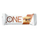 A white ONE S'mores Protein Bar package with brown and white text on a close-up of a bar with chocolate and peanut butter.