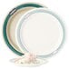 A white GET Freeport melamine plate with shrimp and vegetables on it.