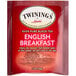 A red package of Twinings English Breakfast Tea containing 25 tea bags.