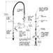 A diagram of a T&amp;S deck-mounted pre-rinse faucet with a hose and instructions.