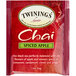 A red and white Twinings package of 20 Spiced Apple Chai Tea Bags.