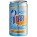 A close up of a Polar orange soda can with a blue label.