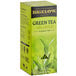 A white box of Bigelow Green Tea with Lemon Tea Bags with green leaves on it.