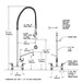 A diagram of a T&S EasyInstall deck mounted pre-rinse faucet with a hose and wall bracket.