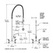 A diagram of a T&S EasyInstall deck mounted pre-rinse faucet with a hose and a spout.