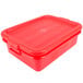 A red plastic Vollrath Traex food storage container with lid.