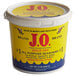 A yellow and blue J.O. No. 1 Seafood Seasoning bucket with a white lid.