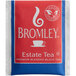 A red and blue Bromley Estate Tea package with white text.