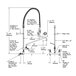 A diagram of a T&S wall mounted pre-rinse faucet with an 18" add-on faucet and 44" hose.