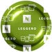 A green Nespresso Professional Leggero coffee capsule with white text.