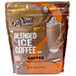 A close up of a DaVinci Gourmet iced coffee mix bag.