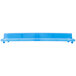 A blue rectangular Vollrath Color-Mate lid with white stripes and raised snaps.