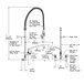 A diagram of a T&S wall mounted pre-rinse faucet with a hose.