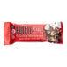A FULFIL chocolate peanut butter protein bar on a counter.