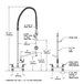 A diagram of a T&S EasyInstall pre-rinse faucet with a hose and add-on faucet.