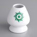 A white vase with a green logo reading "Tenzo" on it.