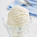 A scoop of I. Rice key lime ice cream in a glass bowl.