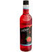 A close-up of a bottle of DaVinci Gourmet Sugar Free Strawberry Fruit Syrup.