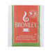 A white Bromley packet of green decaffeinated tea bags with a logo of leaves in a circle.