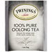 A package of Twinings Pure Oolong Tea Bags with a label.