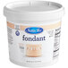 A white Satin Ice container of peach vanilla rolled fondant.