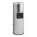 A Lancaster Table & Seating stainless steel round trash can.
