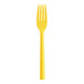 A close up of a yellow Design Specialties polycarbonate fork.