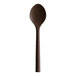 A brown Design Specialties polycarbonate soup spoon with a handle.