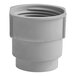 A white plastic pipe with a gray clamping lid.