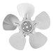 A metal condenser fan blade with five curved blades designed for use with Avantco WVAC-36HC and BVAC-36HC units.