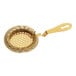 A Barfly gold-plated strainer with a handle.