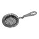 A Barfly Deluxe Gun Metal Black Hawthorne Strainer with a metal handle.