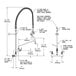 A diagram of a T&S wall mounted pre-rinse faucet with a hose.