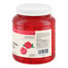 A large plastic jar of Hometown Provisions maraschino cherry halves with a white lid.