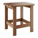 A Lancaster Table & Seating brown high impact polystyrene side table on a outdoor patio.