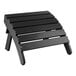 A black high impact polystyrene footrest for an Adirondack chair.