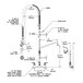 A diagram of a T&S wall mounted pre-rinse faucet with hose and an add-on faucet.