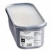 A white plastic container of G.S. Gelato Tahitian Vanilla Bean Gelato with a lid and label.