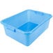 A Vollrath blue plastic food storage container with a raised lid.